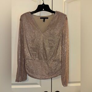 White House Black Market Sequin Long Sleeve Blouse